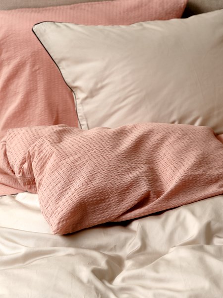 Seersucker duvet cover set TINNE Single dusty rose