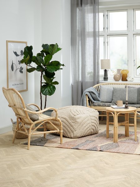 Poef HYLKE 60x60 naturel stof