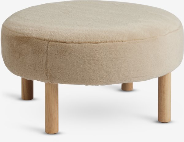 Pouf RAMSDAL Ø70 tissu teddy beige/coloris chêne