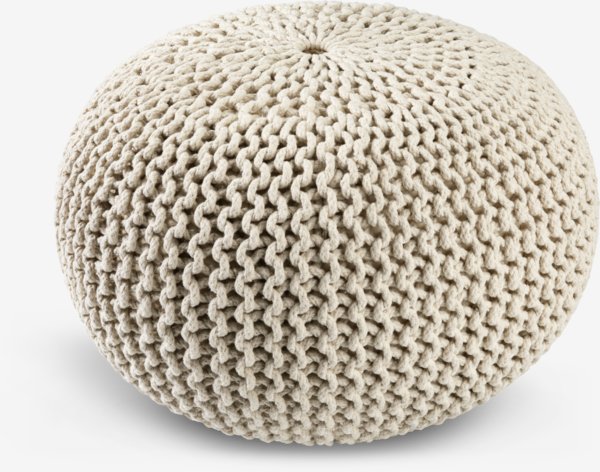 Pouf NEBLE Ø50 tissu tricoté beige