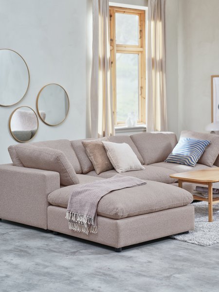 Module canapé LYBY méridienne/pouf tissu sable
