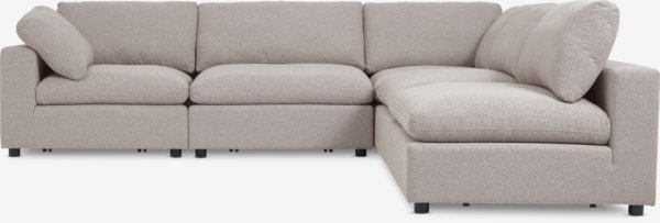 Canapé modulable LUNDBY 5pers. méridienne tissu sable