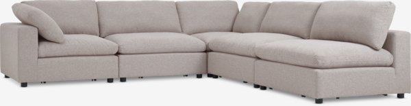 Canapé modulable LUNDBY 5pers. méridienne tissu sable