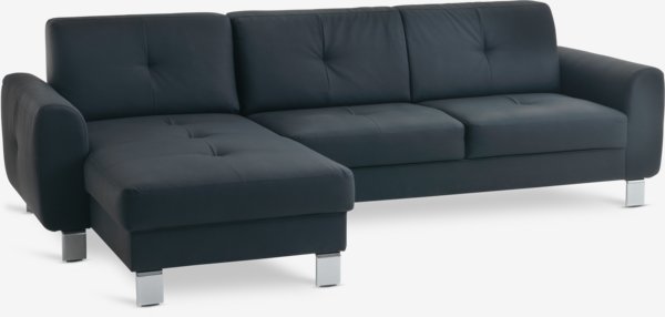 Sofa m/sjeselong DAMHALE svart