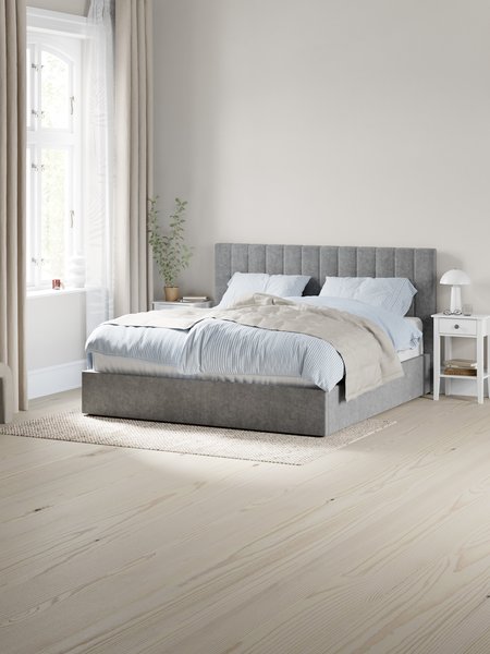 Cadre de lit HASLEV avec rangement 140x200 tissu gris foncé