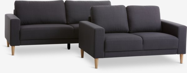 Sofa EGENSE 3-seter mørk grå stoff