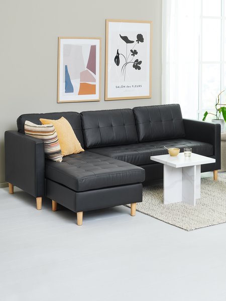 Sofa FALSLEV chaise longue black faux leather