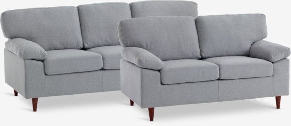 Sofa set GEDVED 2 pieces light grey fabric