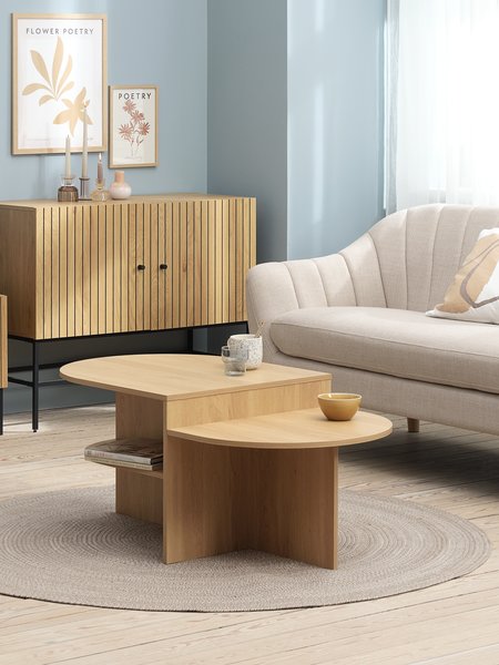 Tavolino LISBJERG 60x107 cm con ripiano col. rovere naturale