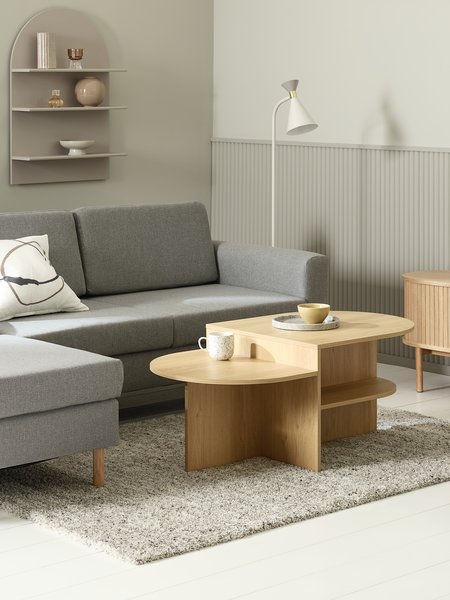 Tavolino LISBJERG 60x107 cm con ripiano col. rovere naturale