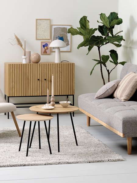 Bout de canapé NYBO Ø40 couleur chêne/noir