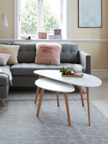 Tavolino LEJRE 60x120 cm bianco/rovere