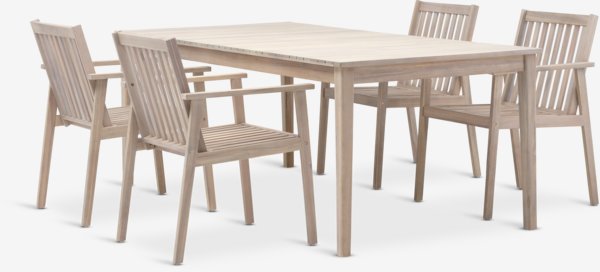 KOLLEN L205 table + 4 RADSTED chaises bois dur