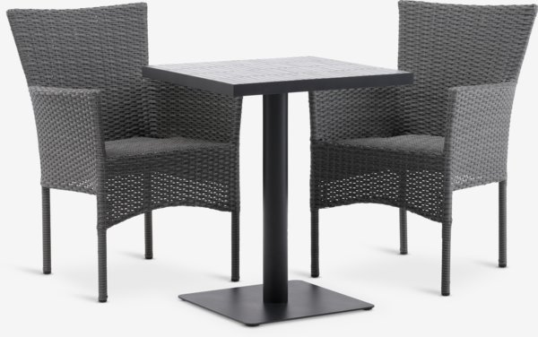 STENUNGSUND L60 table + 2 AIDT chair grey