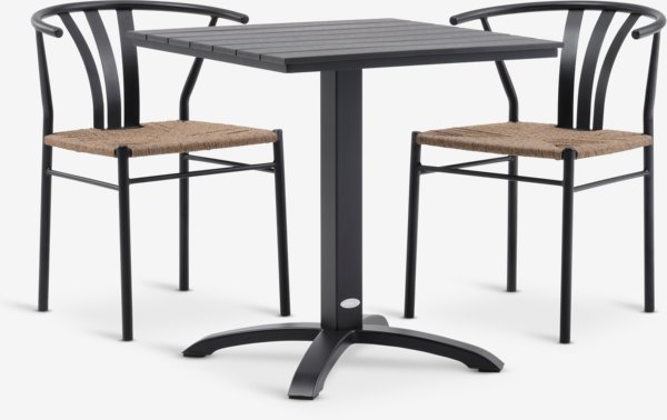 HOBRO L70 tafel + 2 TAGMARK stoelen zwart