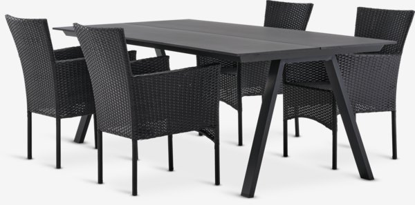 FAUSING L220 table + 4 AIDT chaises noir