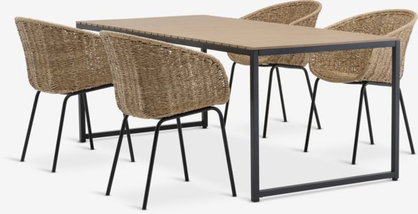 DAGSVAD L190 table + 4 TUERNE chair natural