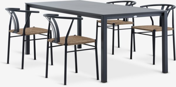 LANGET L207 tafel + 4 TAGMARK stoel zwart