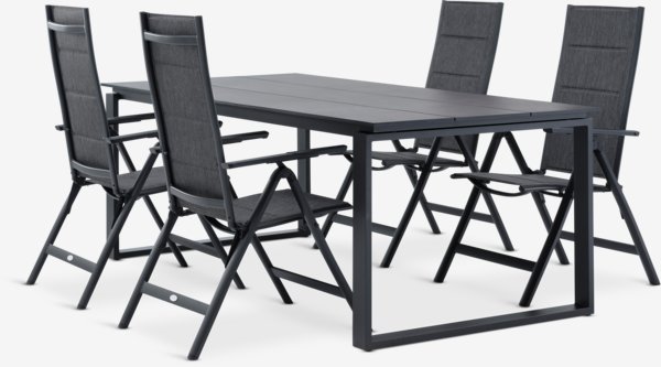 SONNERUP L215 tafel + 4 MYSEN stoelen grijs