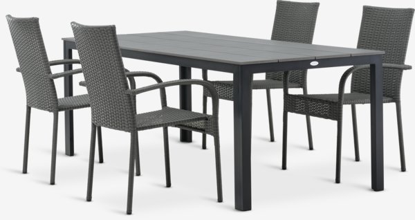 MARIELYST L205 table + 4 GUDHJEM chair grey