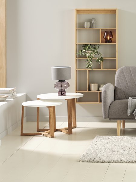 Mesas nido SVENSTRUP Ø60/50 blanco/roble natural juego de 2