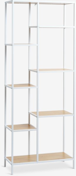 Shelving unit TRAPPEDAL 7 shelves oak color/white