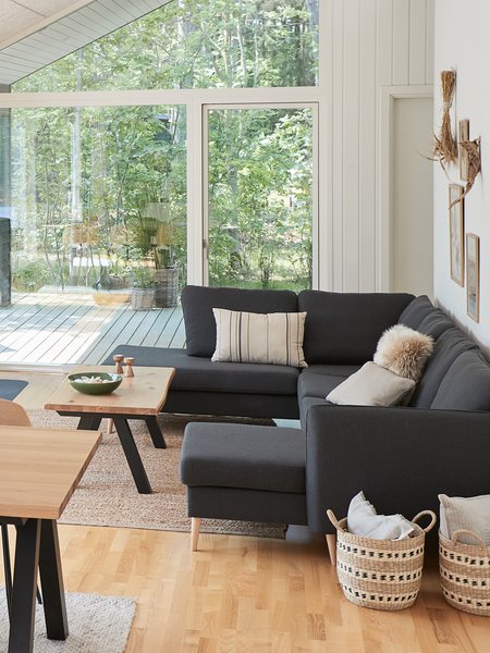 Hjørnesofa AARHUS venstrevendt mørkegråt stof