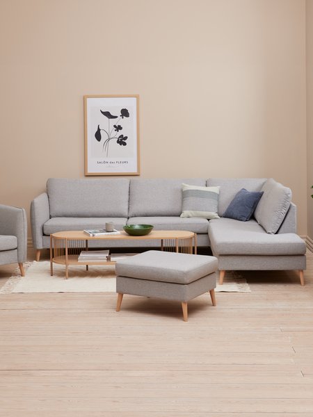 Canapé d'angle AARHUS droite tissu gris clair