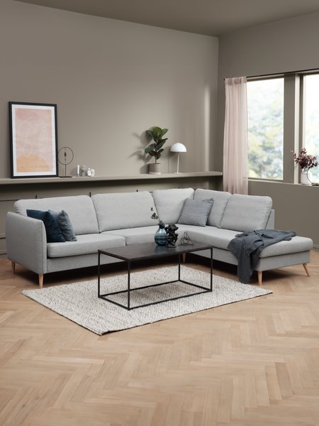 Canapé d'angle AARHUS droite tissu gris clair