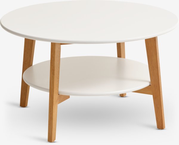 Couchtisch JEGIND Ø80 m/Ablage weiß/natur