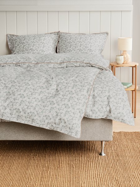 Completo copripiumino Percalle INGA 155x220 cm grigio