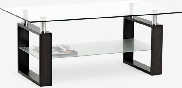 Tavolino NYBORG 60x110 cm 1 ripiano nero/vetro