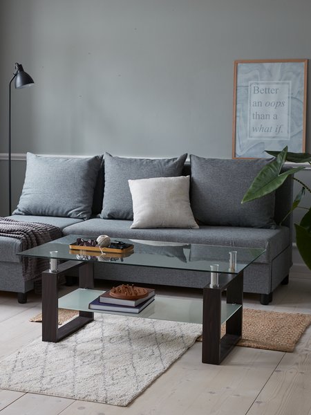 Tavolino NYBORG 60x110 cm 1 ripiano nero/vetro