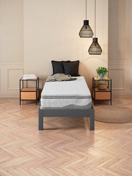 Topmadras 90x200cm WELLPUR BOKSELVI GT110 grå