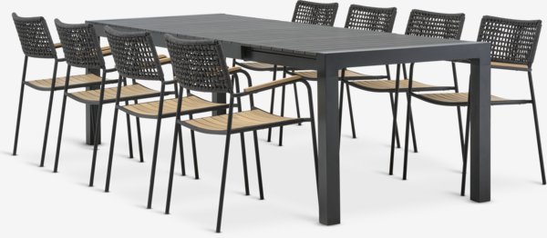 HESTEHAVE Tavolo L205/275 cm + 4 AJSTRUP Sedie nero