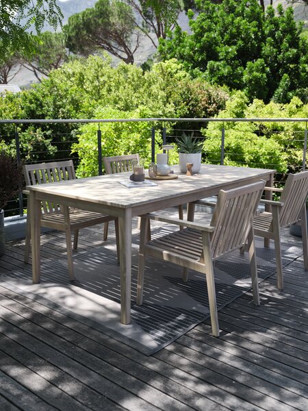 Table KOLLEN L205 + 4 chaises de jardin RADSTED bois dur