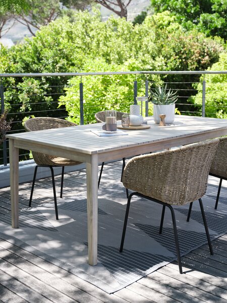 Table KOLLEN L205 bois dur + 4 chaises TUERNE naturel