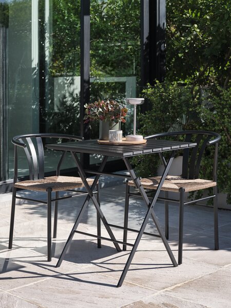 Table bistrot SANDVIKA L65 noir + 2 chaises TAGMARK noir