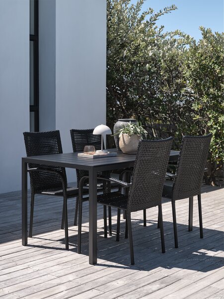 JERSORE L140 table + 4 FUGLEBJERG chaises noir