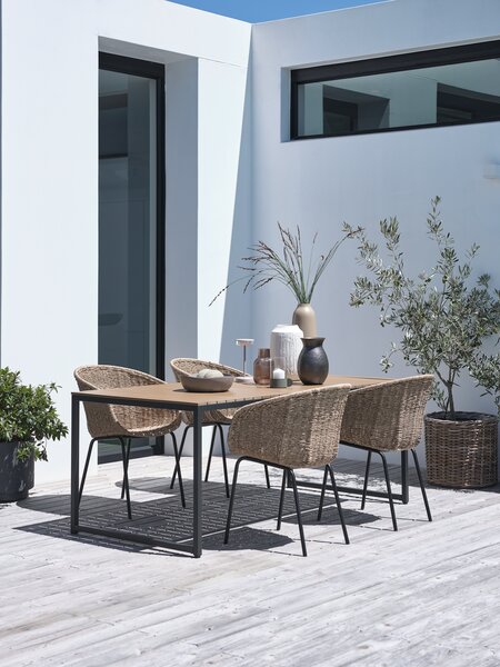 Table DAGSVAD L190 + 4 chaises de jardin TUERNE naturel