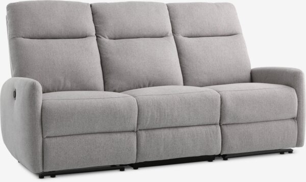 Recliner sofa VONSILD 3-seter elektrisk lys grå stoff