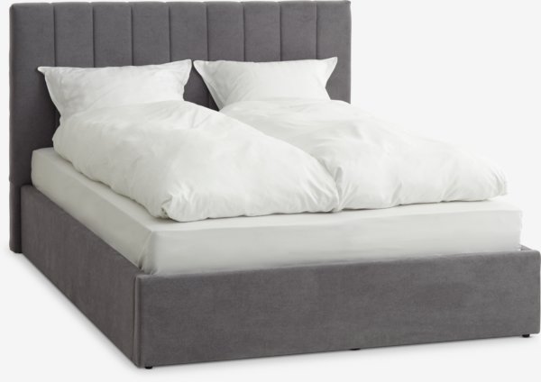 Cadre de lit HASLEV avec rangement 140x200 tissu gris foncé