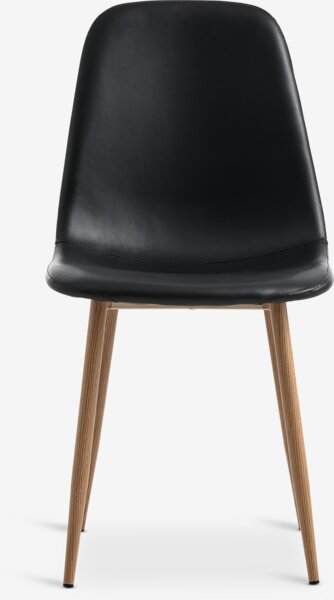 Silla de comedor JONSTRUP polipiel negro/color roble