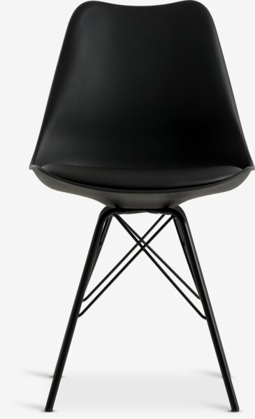 Dining chair KLARUP black faux leather/black