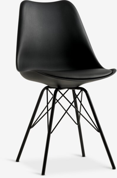 Dining chair KLARUP black faux leather/black