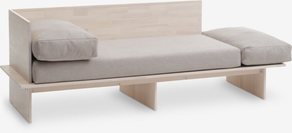 Daybed SOLLERUP 204x78 light grey fabric/pine