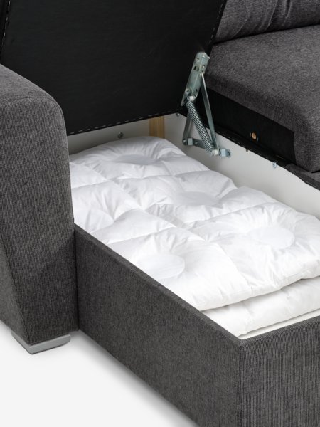Bäddsoffa schäslong VEJLBY mörkgrått tyg