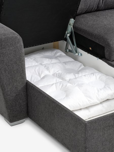 Canapé convertible avec méridienne VEJLBY tissu gris foncé