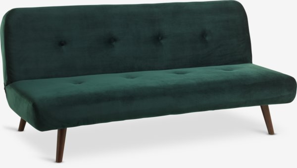 Divano letto JUVRE velluto verde scuro/color noce