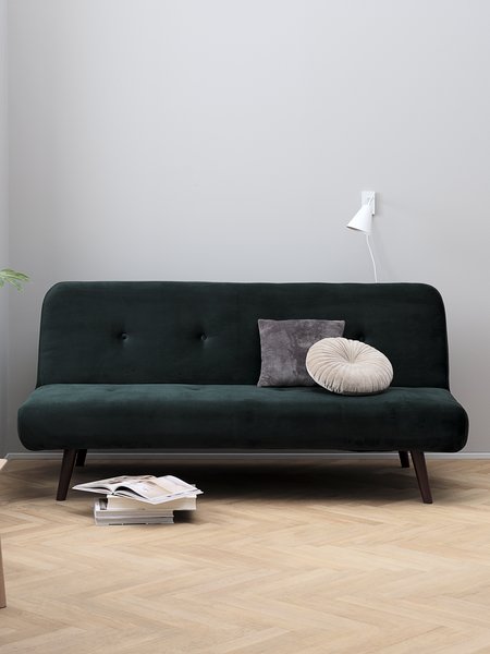 Divano letto JUVRE velluto verde scuro/color noce